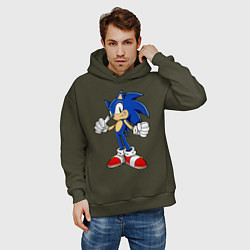 Толстовка оверсайз мужская Sonic, цвет: хаки — фото 2