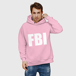 Толстовка оверсайз мужская FBI, цвет: светло-розовый — фото 2