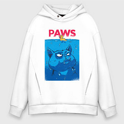 Толстовка оверсайз мужская Paws пародия на челюсти, цвет: белый