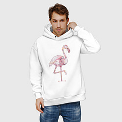 Толстовка оверсайз мужская Узорчатый фламинго, цвет: белый — фото 2