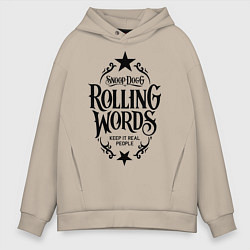 Толстовка оверсайз мужская Snoop Dogg: Rolling Words, цвет: миндальный