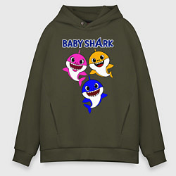 Толстовка оверсайз мужская Baby Shark, цвет: хаки