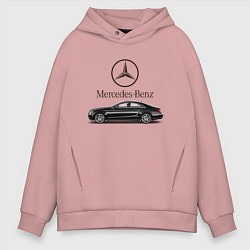 Толстовка оверсайз мужская Mersedes-Benz, цвет: пыльно-розовый
