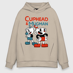 Толстовка оверсайз мужская Cuphead & Mugman, цвет: миндальный