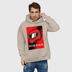 Толстовка оверсайз мужская Nissan - Paint, цвет: миндальный — фото 2