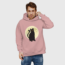 Толстовка оверсайз мужская Moon Cat, цвет: пыльно-розовый — фото 2
