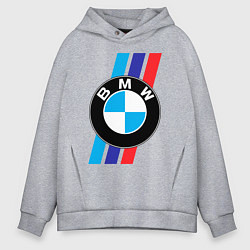 Толстовка оверсайз мужская BMW БМВ M PERFORMANCE, цвет: меланж