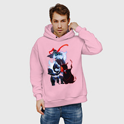 Толстовка оверсайз мужская Shadows, цвет: светло-розовый — фото 2