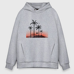 Толстовка оверсайз мужская Palm tree, цвет: меланж