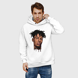 Толстовка оверсайз мужская 21 Savage, цвет: белый — фото 2