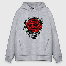Толстовка оверсайз мужская Красная Роза Red Rose, цвет: меланж