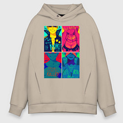 Толстовка оверсайз мужская Gurren Lagann posters, цвет: миндальный