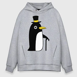 Мужское худи оверсайз Пингвин в шляпе