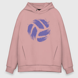 Толстовка оверсайз мужская Мяч - Волейбол, цвет: пыльно-розовый