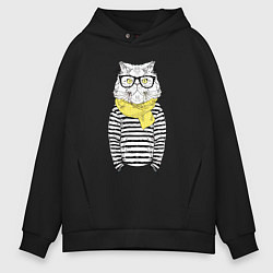 Мужское худи оверсайз Hipster Cat