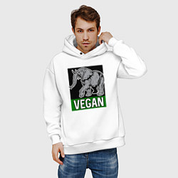 Толстовка оверсайз мужская Vegan elephant, цвет: белый — фото 2