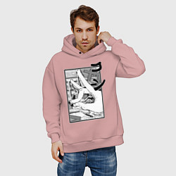 Толстовка оверсайз мужская Chainsaw man Kon, цвет: пыльно-розовый — фото 2