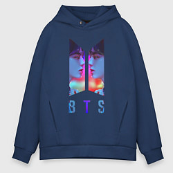 Толстовка оверсайз мужская Logo BTS, цвет: тёмно-синий