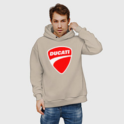 Толстовка оверсайз мужская DUCATI ДУКАТИ ЭМБЛЕМА, цвет: миндальный — фото 2