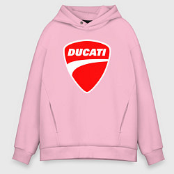 Толстовка оверсайз мужская DUCATI ДУКАТИ ЭМБЛЕМА, цвет: светло-розовый