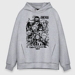 Толстовка оверсайз мужская Персонажи Ван-Пис Большой куш, цвет: меланж