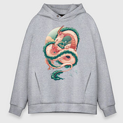 Толстовка оверсайз мужская Дракон, цвет: меланж