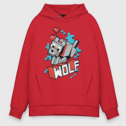 Мужское худи оверсайз Майнкрафт Волк, Minecraft Wolf