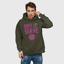 Толстовка оверсайз мужская Shut Up And Serve, цвет: хаки — фото 2