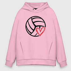 Толстовка оверсайз мужская Love Volleyball, цвет: светло-розовый