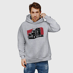 Толстовка оверсайз мужская Truck red, цвет: меланж — фото 2
