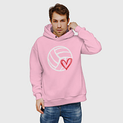 Толстовка оверсайз мужская Love Volleyball, цвет: светло-розовый — фото 2