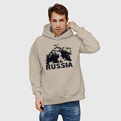Толстовка оверсайз мужская Russian bear, цвет: миндальный — фото 2