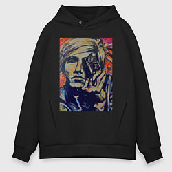 Толстовка оверсайз мужская Автопортрет Энди Уорхола, цвет: черный