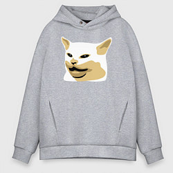 Толстовка оверсайз мужская Кот Смадж Мем, цвет: меланж