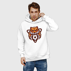 Толстовка оверсайз мужская Football Tiger, цвет: белый — фото 2