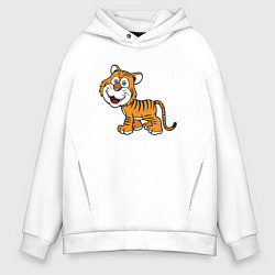 Толстовка оверсайз мужская Добрый тигр, цвет: белый