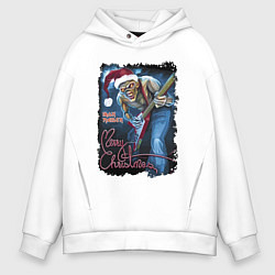 Толстовка оверсайз мужская Iron Maiden, Merry Christmas, цвет: белый
