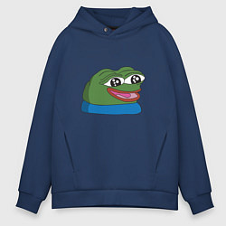 Толстовка оверсайз мужская Pepe happy Пепе хеппи, цвет: тёмно-синий