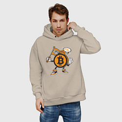 Толстовка оверсайз мужская Биткоин BTC, цвет: миндальный — фото 2