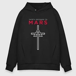 Толстовка оверсайз мужская 30 Seconds To Mars, logo, цвет: черный