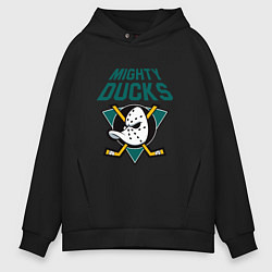 Толстовка оверсайз мужская Анахайм Дакс, Mighty Ducks, цвет: черный