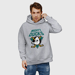 Толстовка оверсайз мужская Анахайм Дакс, Mighty Ducks, цвет: меланж — фото 2