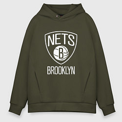 Мужское худи оверсайз Бруклин Нетс логотип
