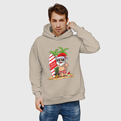 Толстовка оверсайз мужская Santa on Vibe, цвет: миндальный — фото 2