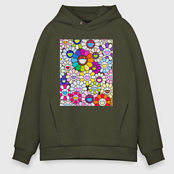 Толстовка оверсайз мужская Field of Flowers Мураками, цвет: хаки