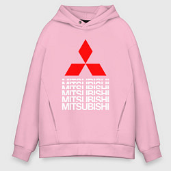 Толстовка оверсайз мужская MITSUBISHI МИЦУБИСИ МИТСУБИСИ МИЦУБИШИ LOGO STYLE, цвет: светло-розовый