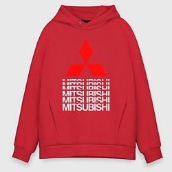 Толстовка оверсайз мужская MITSUBISHI МИЦУБИСИ МИТСУБИСИ МИЦУБИШИ LOGO STYLE, цвет: красный