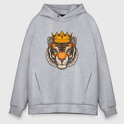 Толстовка оверсайз мужская Тигр в короне Tiger in the crown, цвет: меланж