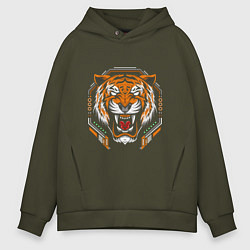 Толстовка оверсайз мужская Tiger, цвет: хаки