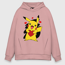 Мужское худи оверсайз ПИКАЧУ И СЕРДЕЧКО POKENON PIKACHU LOVE